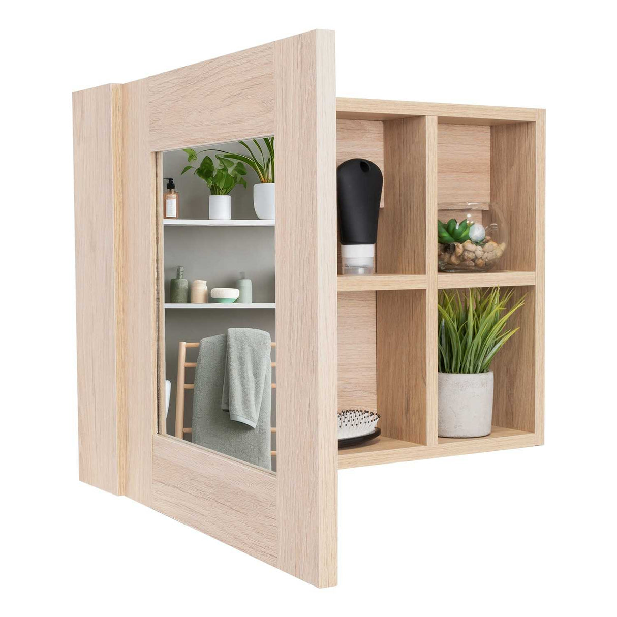 Gabinete de Baño Cairo Rovere 55x40cm Cuadrado con Espejo y con Dos Entrepaños - Gabinetes | Bylmo