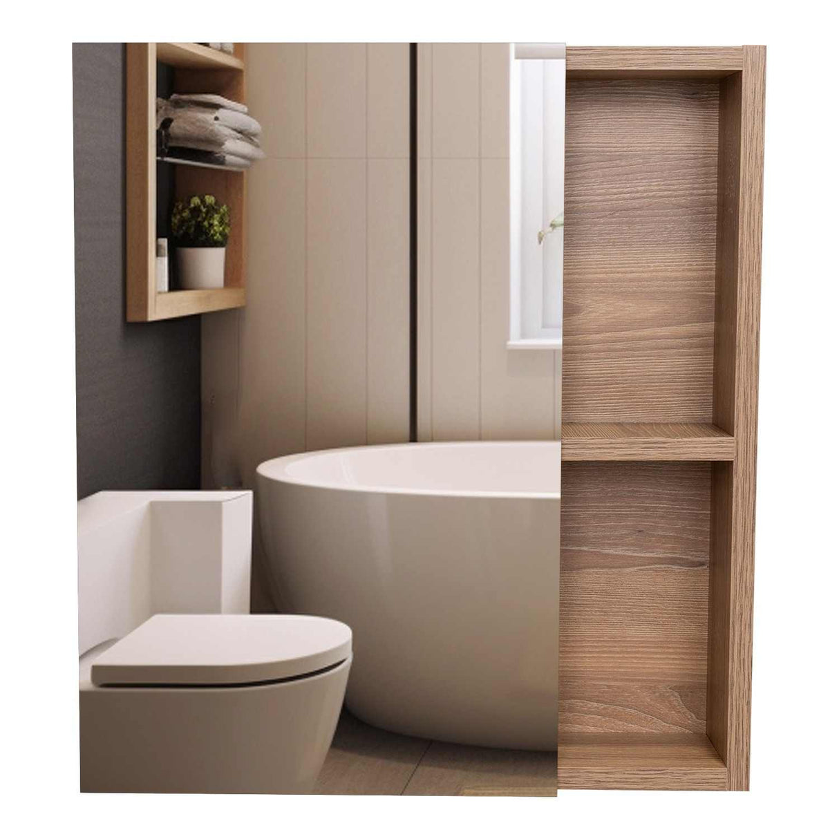 Gabinete de Baño Labelle Plus Miel 45x49.7cm Cuadrado con Espejo y con Tres Entrepaños - Gabinetes | Bylmo