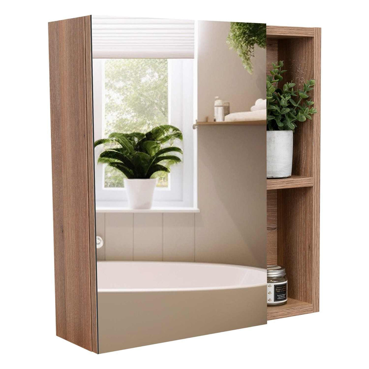 Gabinete de Baño Labelle Plus Miel 45x49.7cm Cuadrado con Espejo y con Tres Entrepaños - Gabinetes | Bylmo