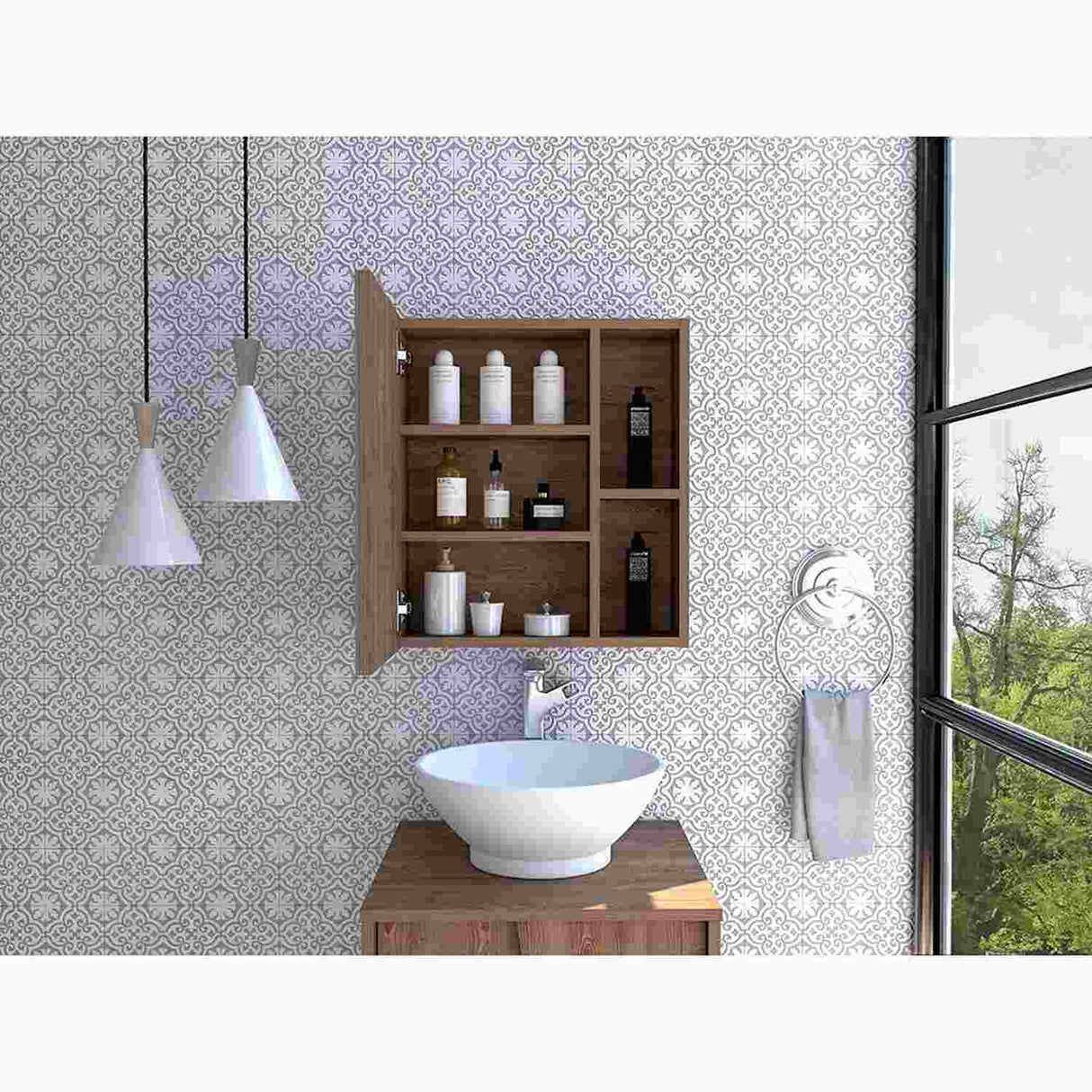 Gabinete de Baño Labelle Plus Miel 45x49.7cm Cuadrado con Espejo y con Tres Entrepaños - Gabinetes | Bylmo