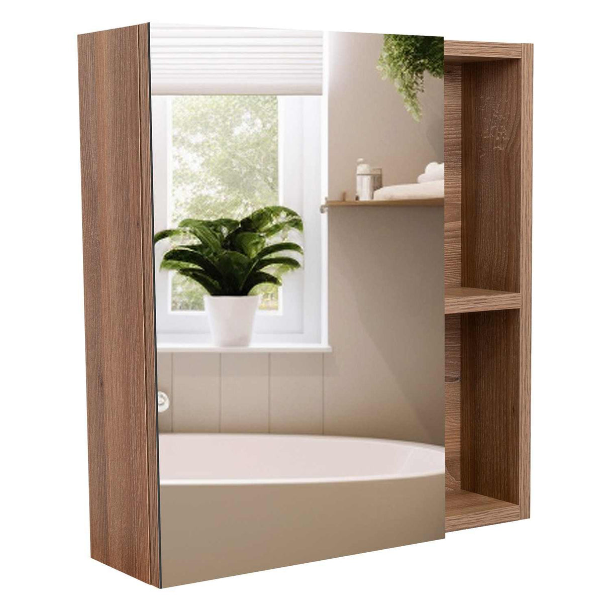 Gabinete de Baño Labelle Plus Miel 45x49.7cm Cuadrado con Espejo y con Tres Entrepaños - Gabinetes | Bylmo