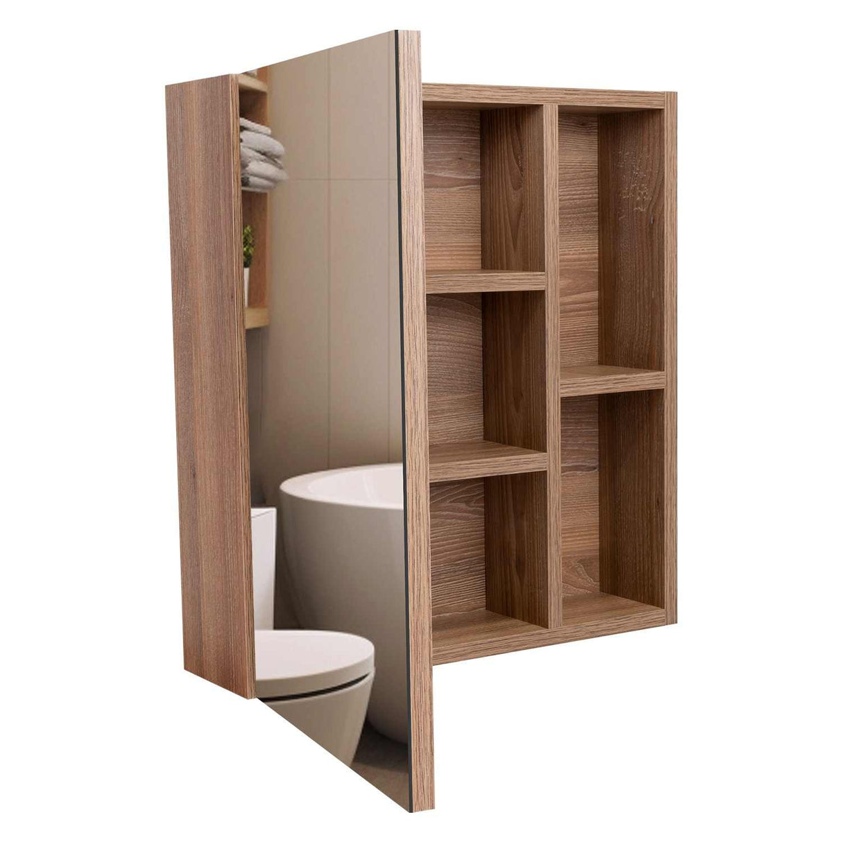 Gabinete de Baño Labelle Plus Miel 45x49.7cm Cuadrado con Espejo y con Tres Entrepaños - Gabinetes | Bylmo
