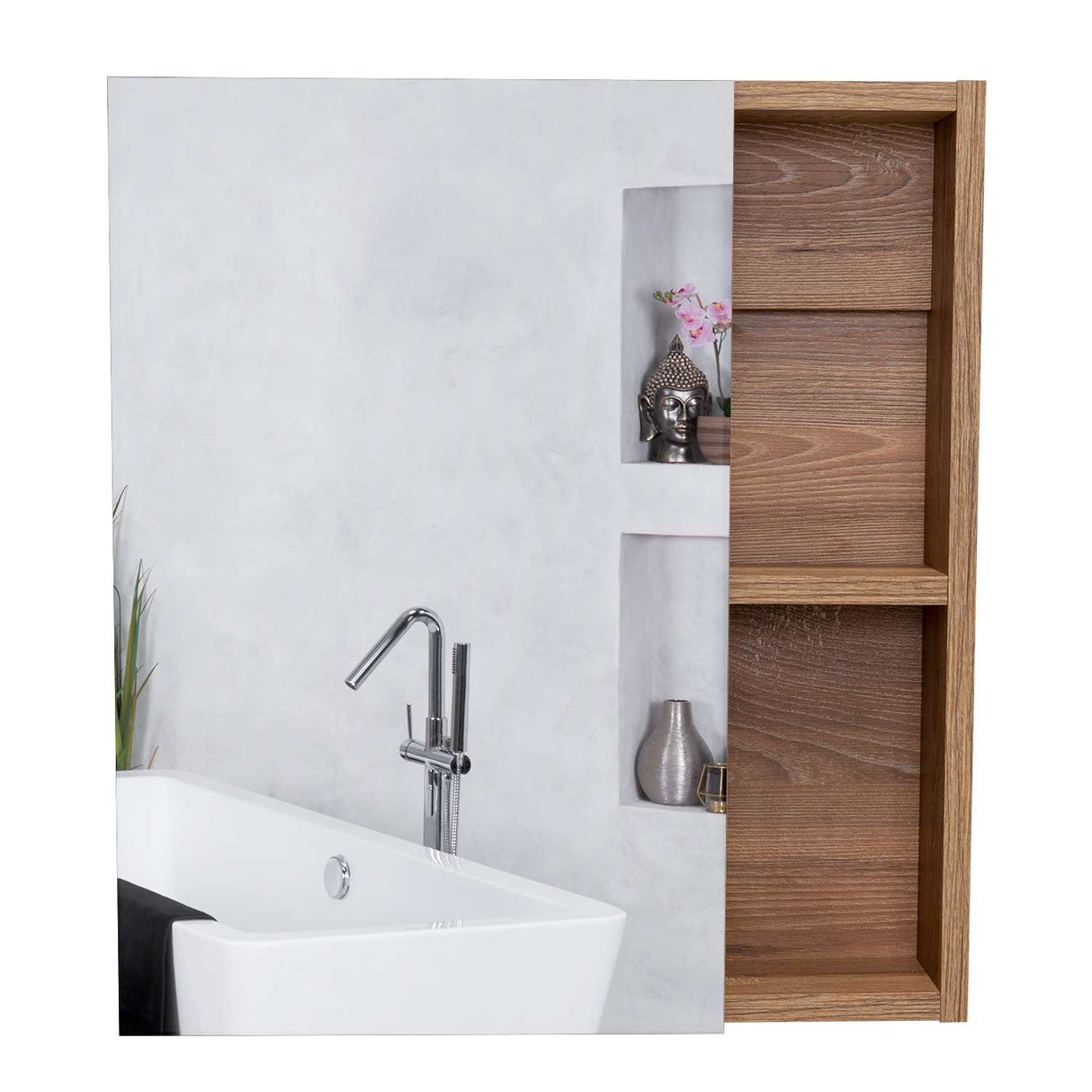 Gabinete de Baño Labelle Miel 45x49.7cm Cuadrado con Espejo y con Tres Entrepaños - Gabinetes | Bylmo