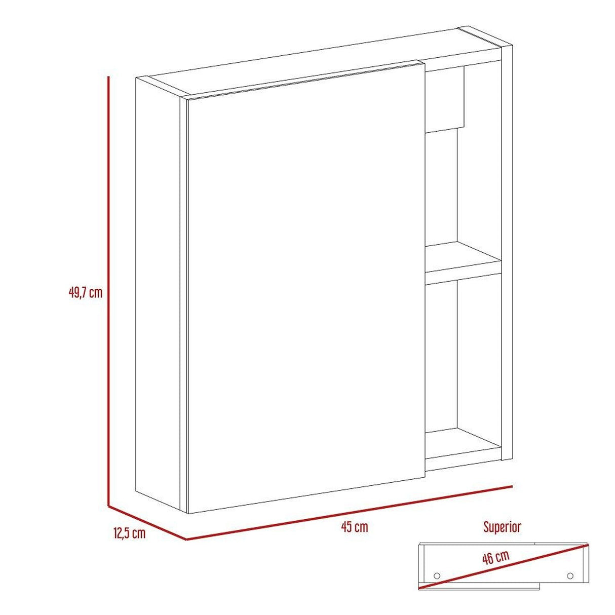 Gabinete de Baño Labelle Miel 45x49.7cm Cuadrado con Espejo y con Tres Entrepaños - Gabinetes | Bylmo