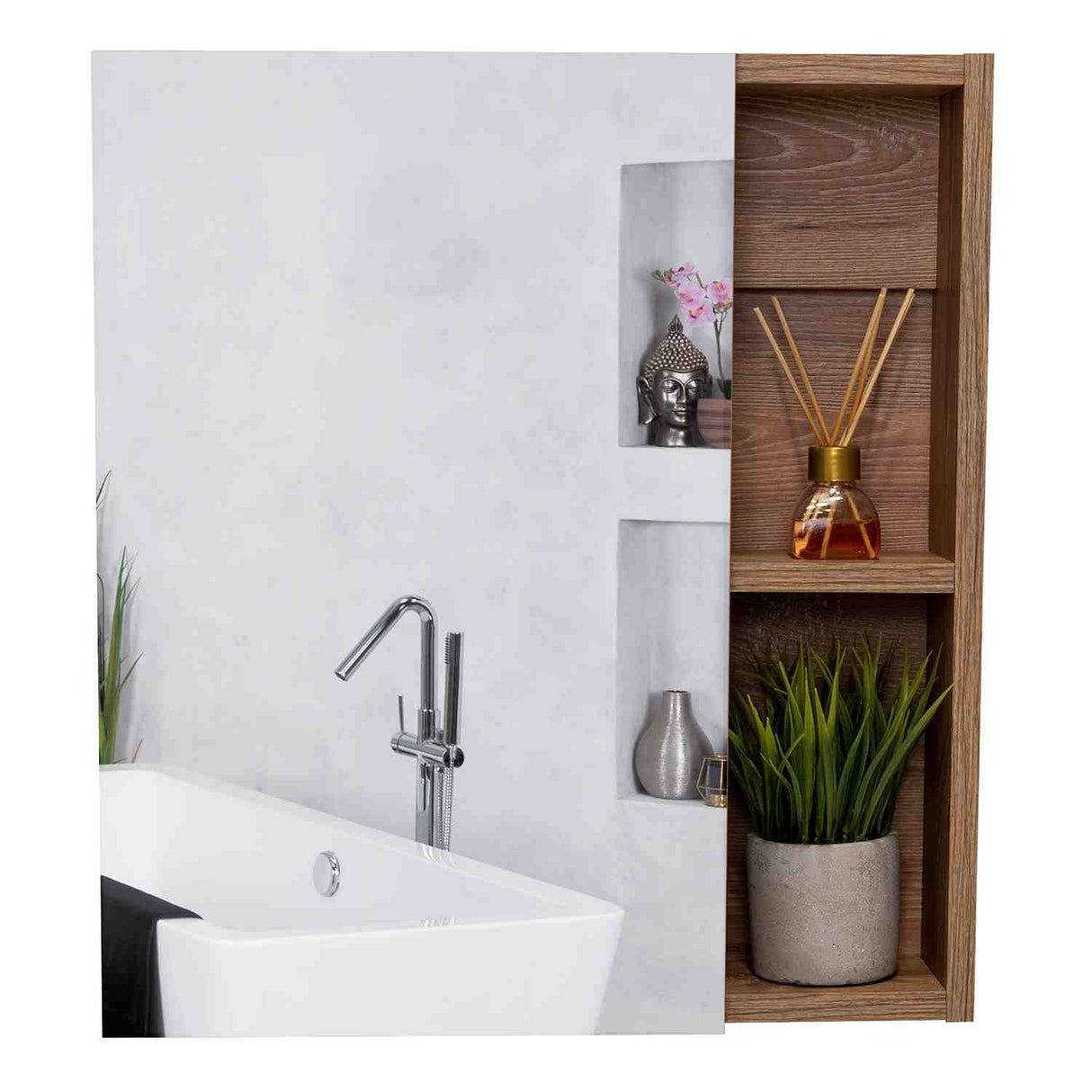 Gabinete de Baño Labelle Miel 45x49.7cm Cuadrado con Espejo y con Tres Entrepaños - Gabinetes | Bylmo