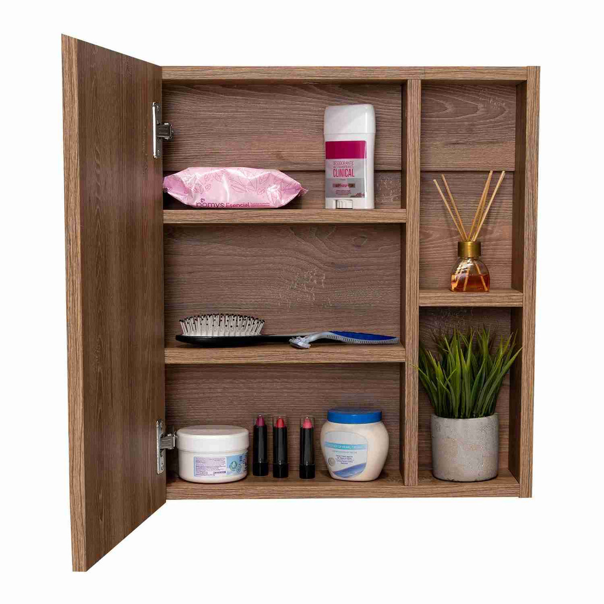 Gabinete de Baño Labelle Miel 45x49.7cm Cuadrado con Espejo y con Tres Entrepaños - Gabinetes | Bylmo