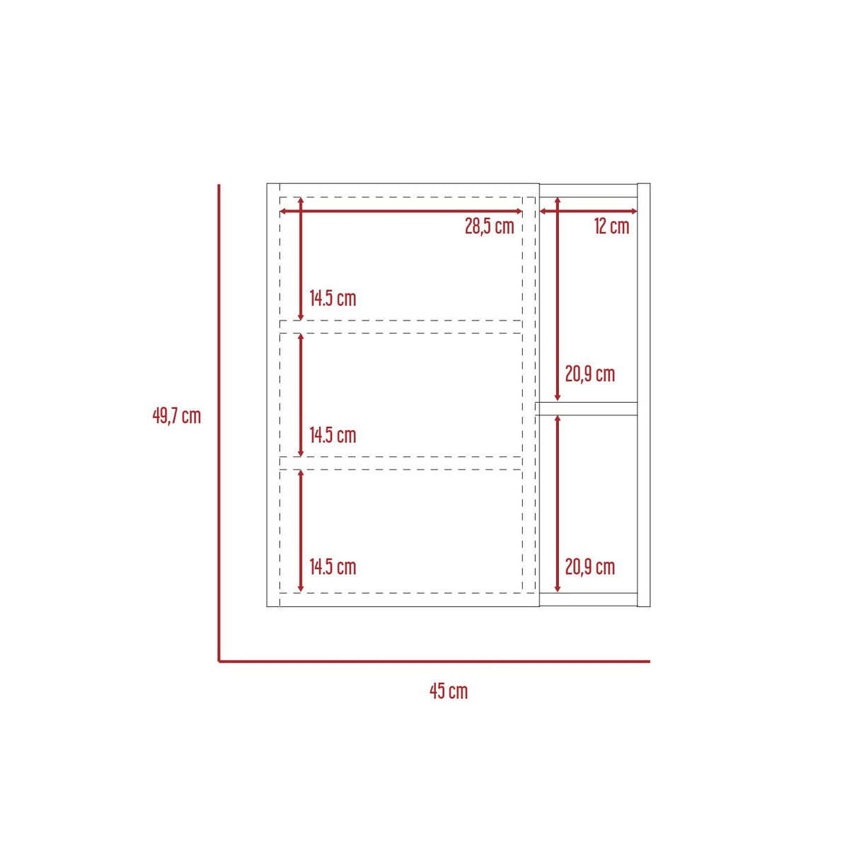 Gabinete de Baño Manchester Blanco 45x49.7cm Cuadrado con Espejo y con Tres Entrepaños - Gabinetes | Bylmo