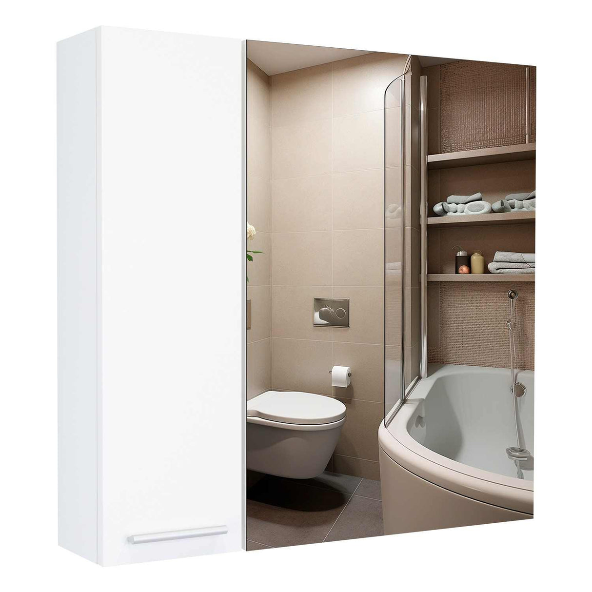 Gabinete de Baño Sines Blanco 60x60cm Cuadrado con Espejo y con Dos Entrepaños - Gabinetes | Bylmo