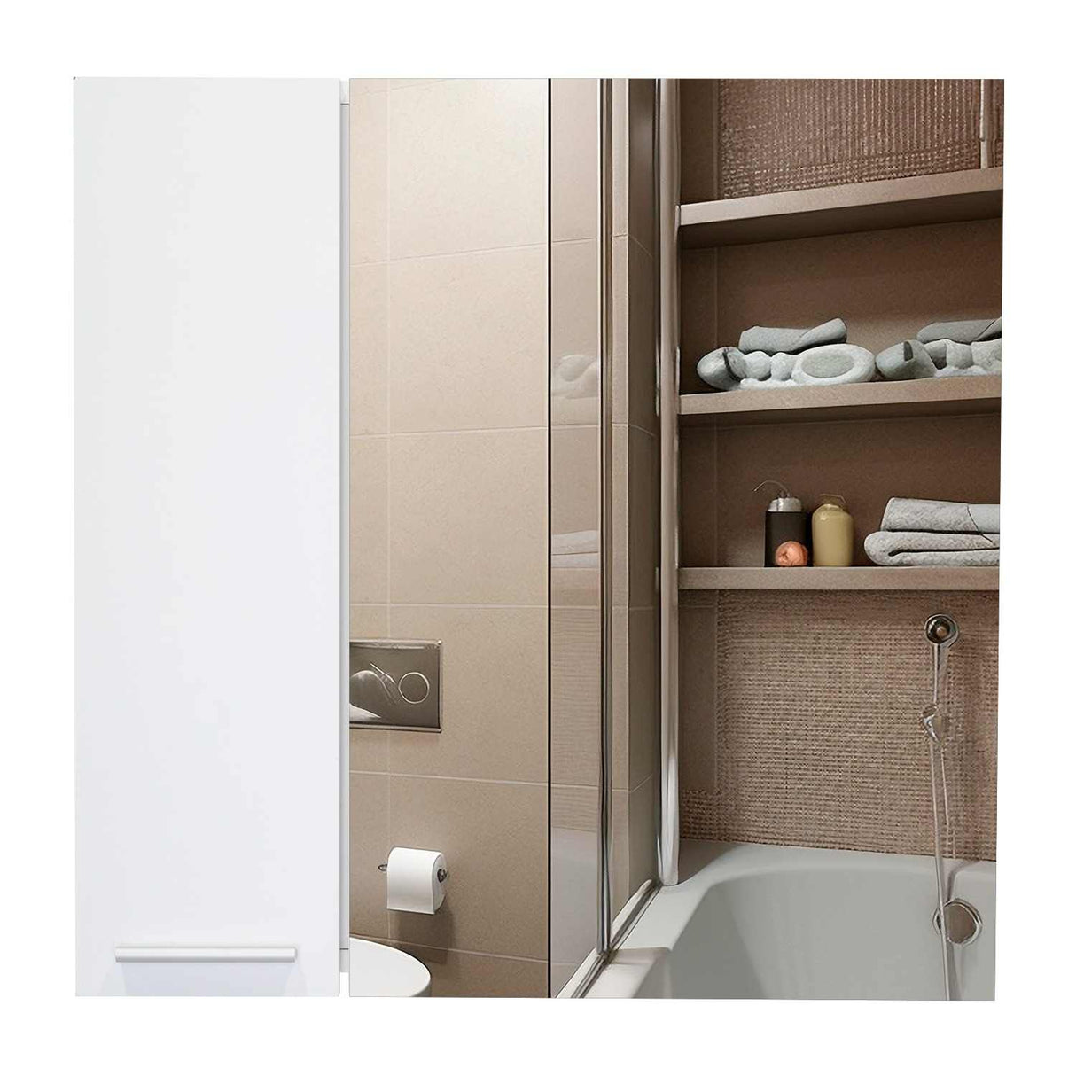 Gabinete de Baño Sines Blanco 60x60cm Cuadrado con Espejo y con Dos Entrepaños - Gabinetes | Bylmo