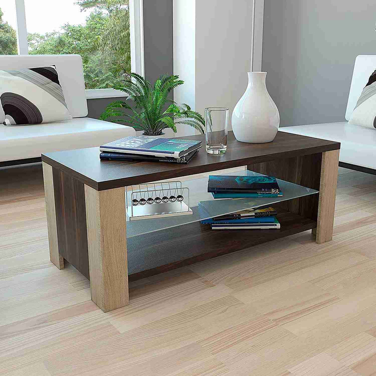 Mesa de Centro Athina Habano 100x39.5cm Rectangular Con Patas - Mesas | Bylmo