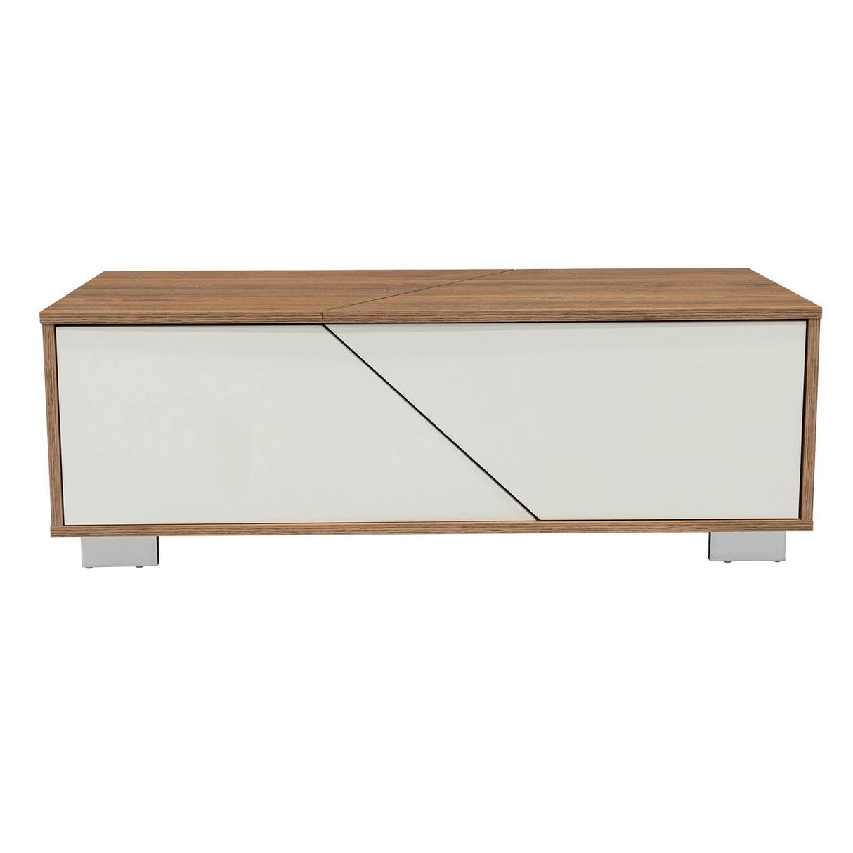 Mesa de Centro Fraktal Blanco y Miel 104.3x36.3cm Rectangular Con Patas - Mesas | Bylmo