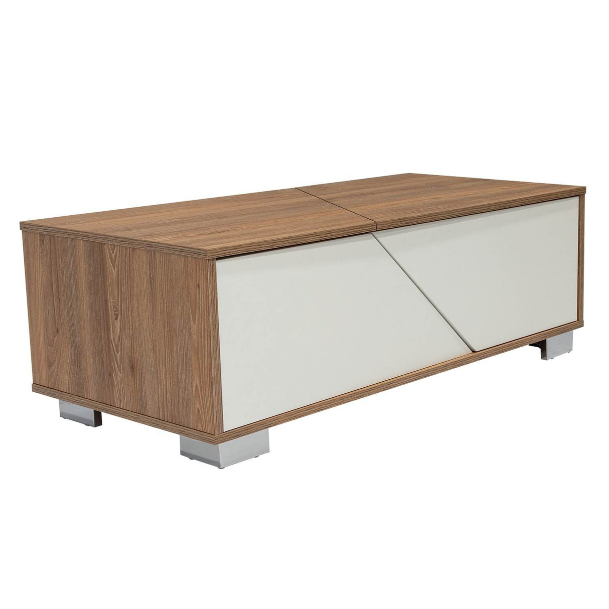 Mesa de Centro Fraktal Blanco y Miel 104.3x36.3cm Rectangular Con Patas - Mesas | Bylmo