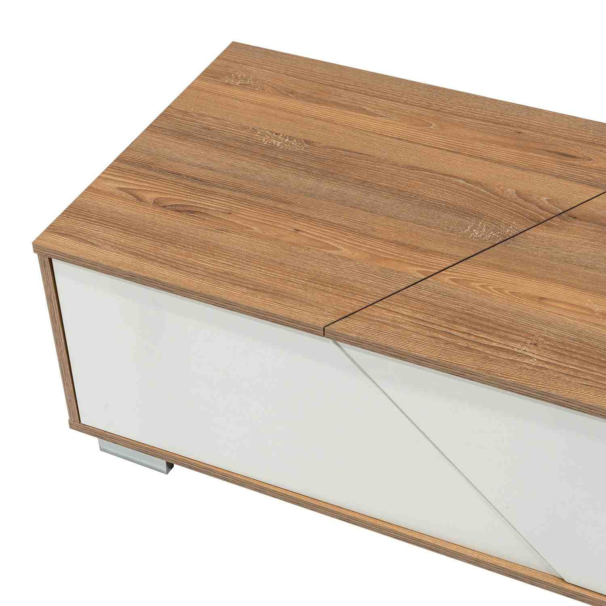 Mesa de Centro Fraktal Blanco y Miel 104.3x36.3cm Rectangular Con Patas - Mesas | Bylmo
