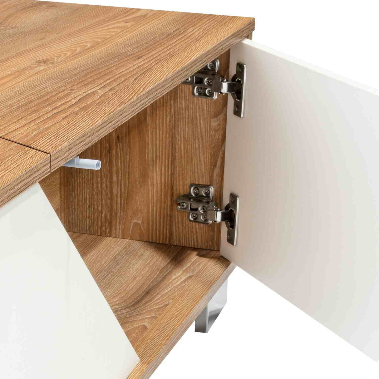 Mesa de Centro Fraktal Blanco y Miel 104.3x36.3cm Rectangular Con Patas - Mesas | Bylmo