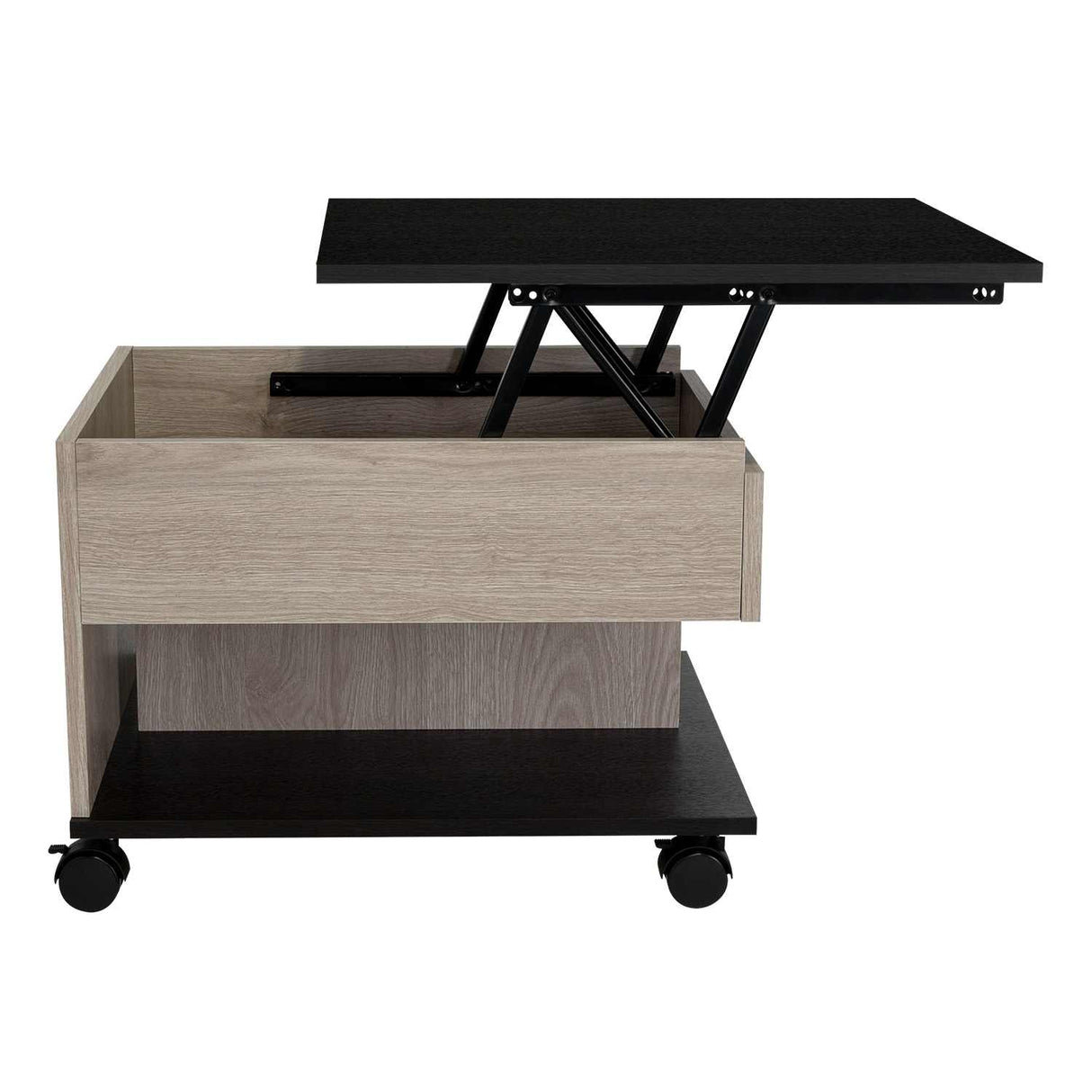 Mesa de Centro Ceniza 55x39cm Rectangular Transformable Con Ruedas - Mesas | Bylmo
