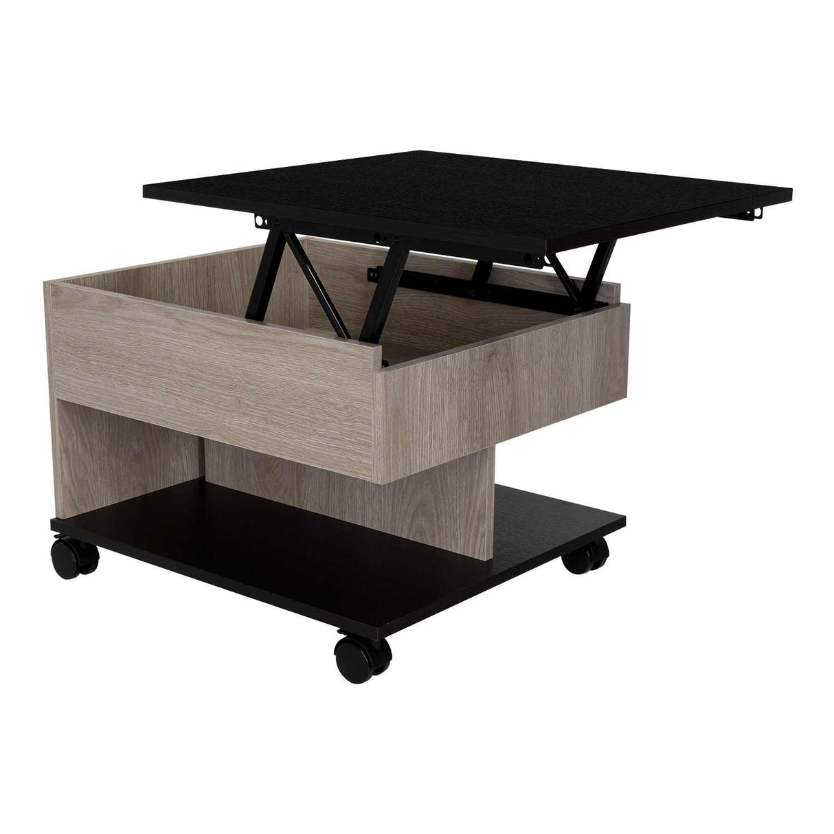 Mesa de Centro Ceniza 55x39cm Rectangular Transformable Con Ruedas - Mesas | Bylmo