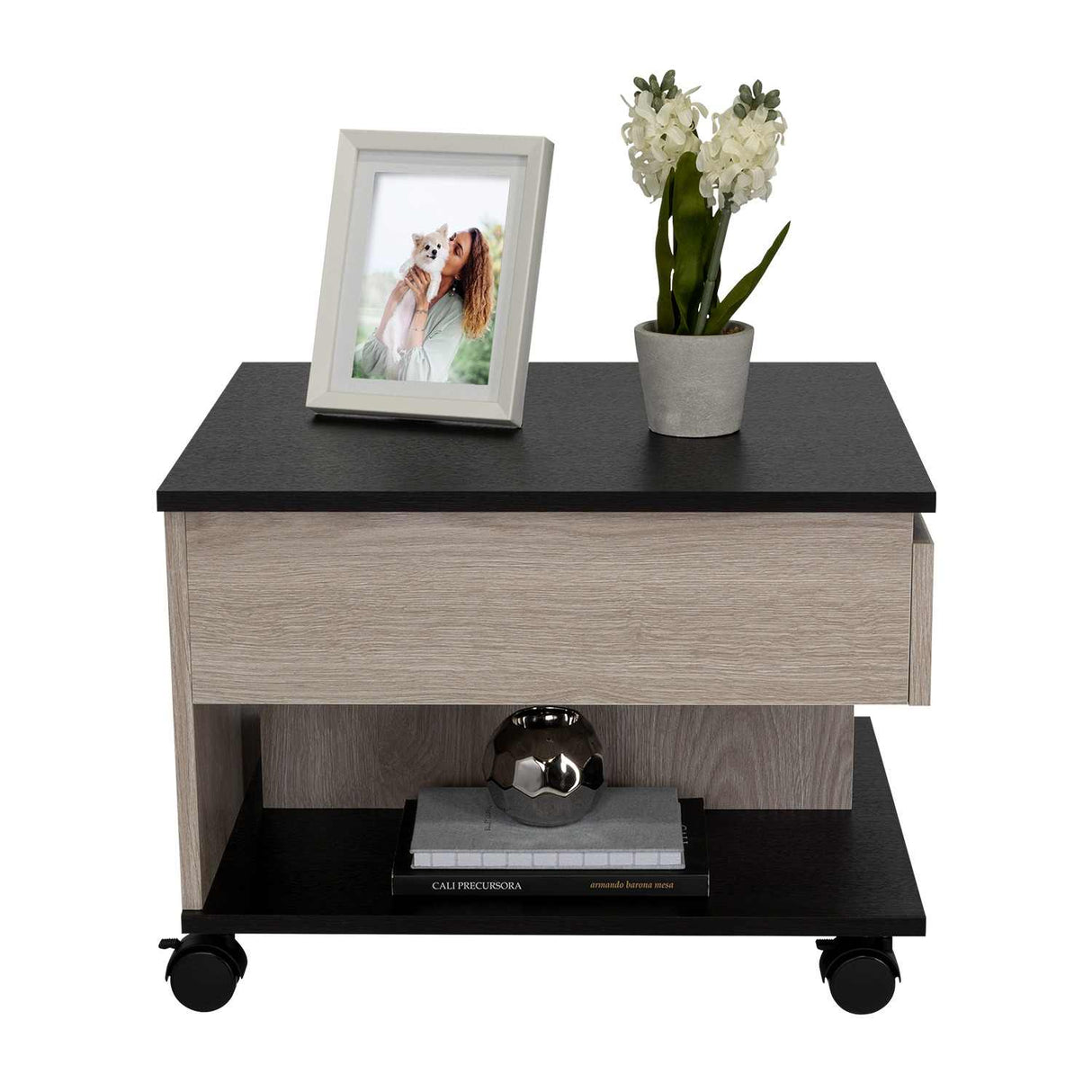 Mesa de Centro Ceniza 55x39cm Rectangular Transformable Con Ruedas - Mesas | Bylmo