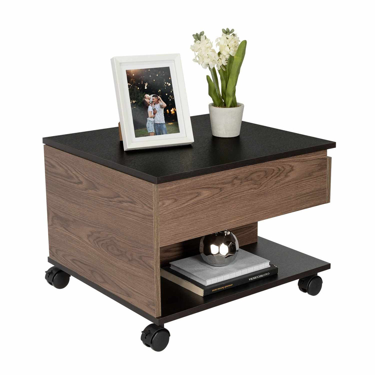 Mesa de Centro Coñac 55x39cm Rectangular Transformable Con Ruedas - Mesas | Bylmo