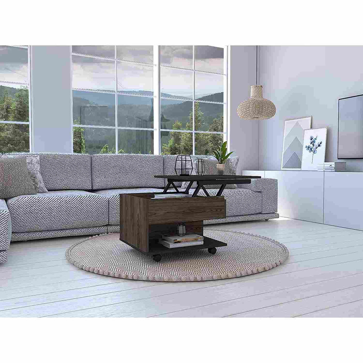 Mesa de Centro Coñac 55x39cm Rectangular Transformable Con Ruedas - Mesas | Bylmo