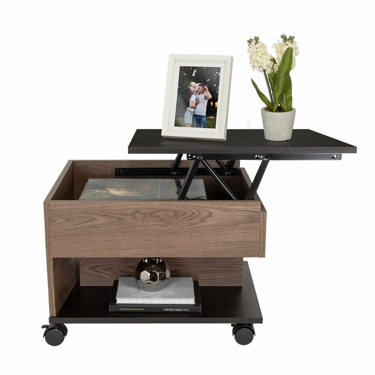 Mesa de Centro Coñac 55x39cm Rectangular Transformable Con Ruedas - Mesas | Bylmo