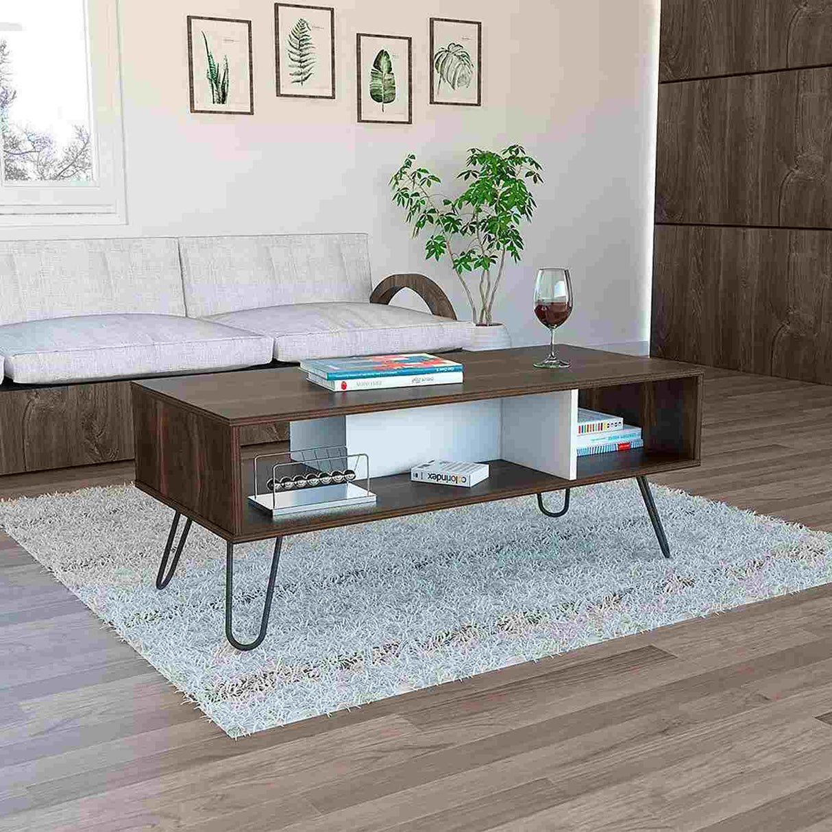 Mesa de Centro Vassel Habano 101.1x40cm Rectangular Con Patas - Mesas | Bylmo