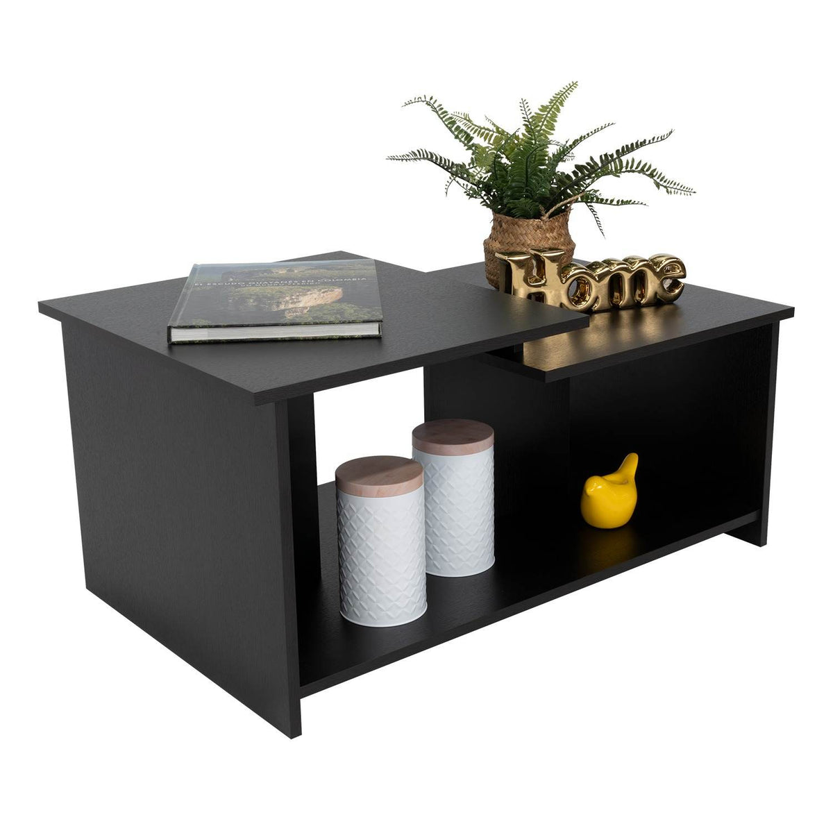 Mesa de Centro Wema Wengue 89.3x41.6cm Rectangular y con Compartimientos