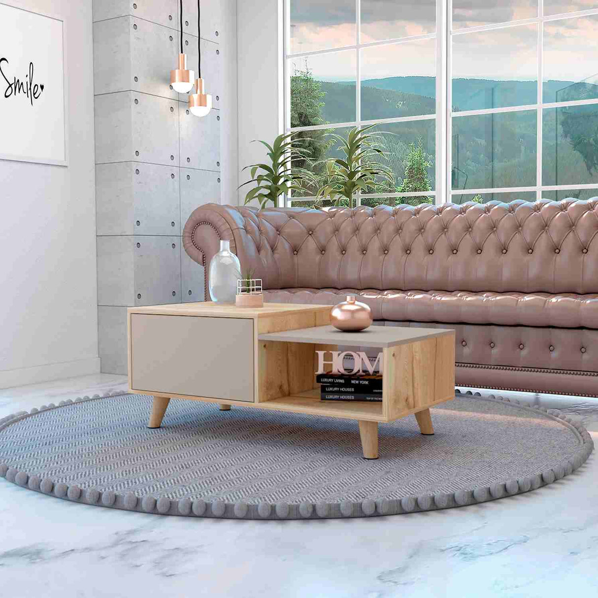 Mesa de Centro Bora Duna 100x42cm Rectangular con Patas y con Compartimientos - Mesas de Centro | Bylmo