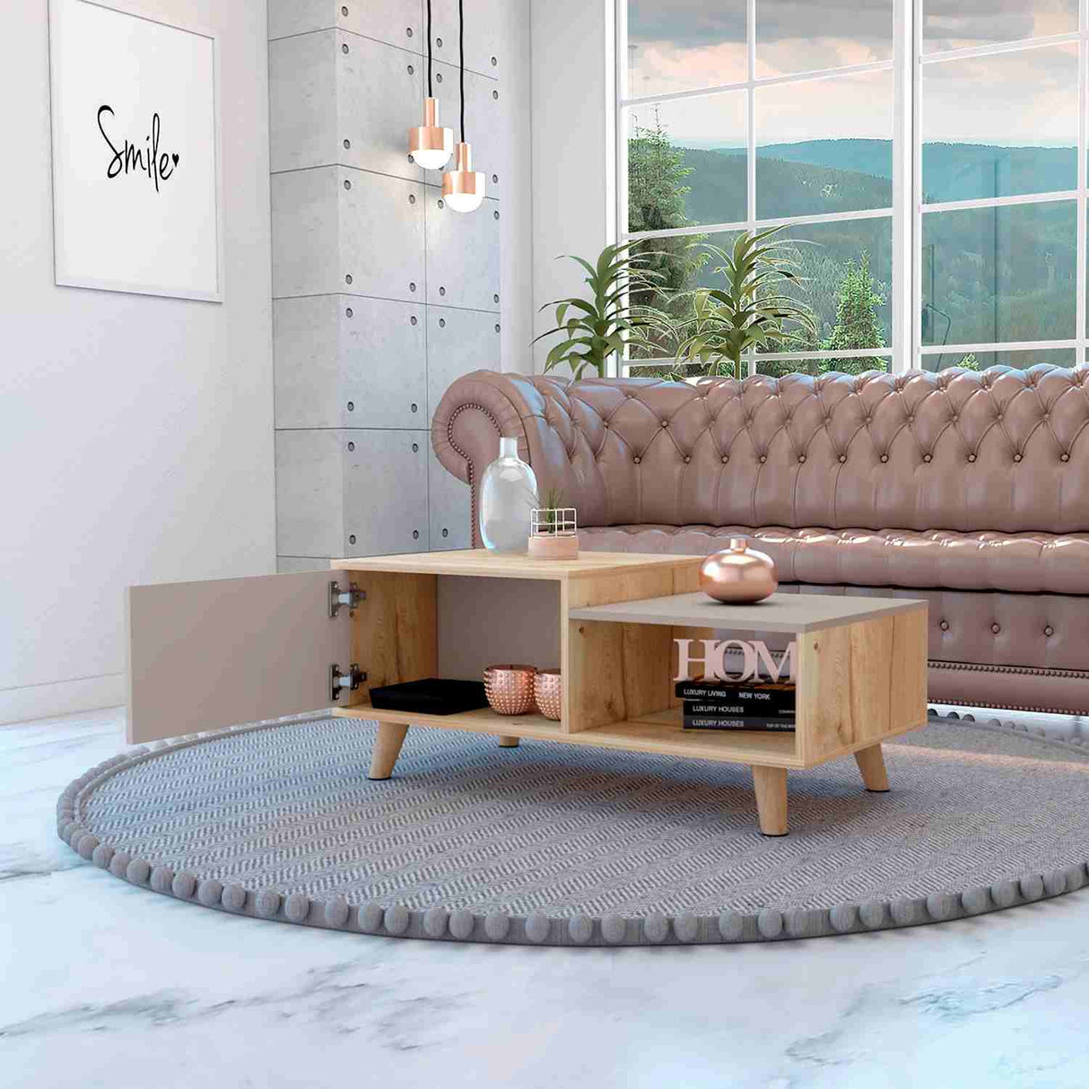 Mesa de Centro Bora Duna 100x42cm Rectangular con Patas y con Compartimientos - Mesas de Centro | Bylmo