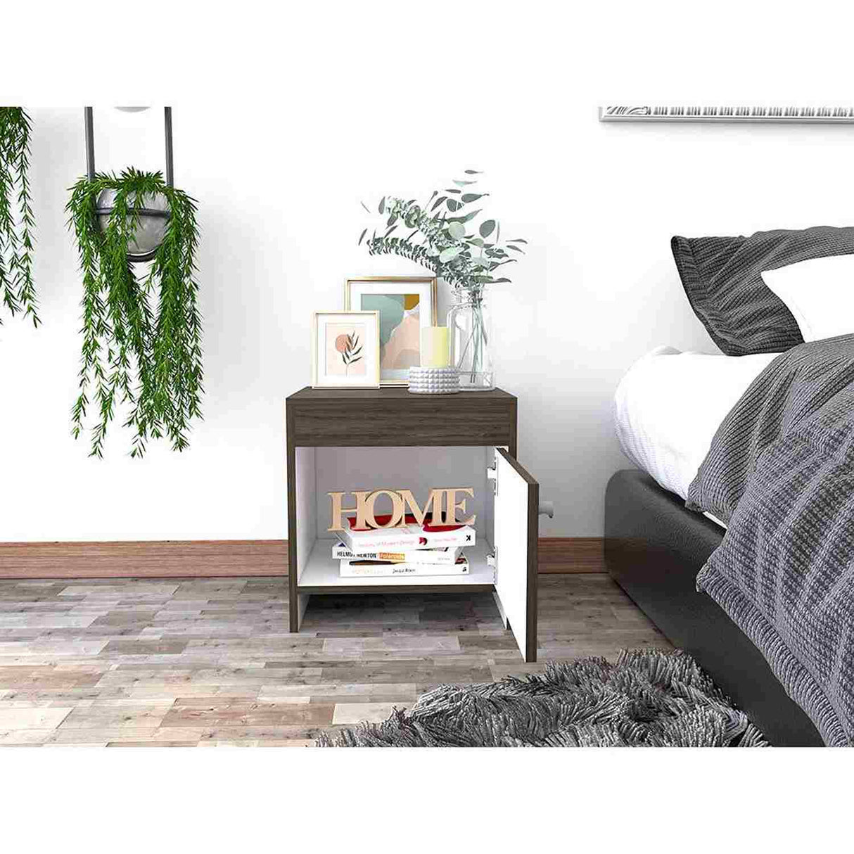 Mesa de Noche Colore Coñac 40x41.6cm con Una Puerta - Mesas de Noche | Bylmo