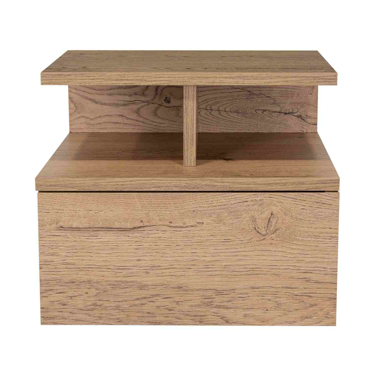 Mesa de Noche Flotante Macadamia 36x30cm con Un Cajón y con Dos Compartimientos - Mesas de Noche | Bylmo