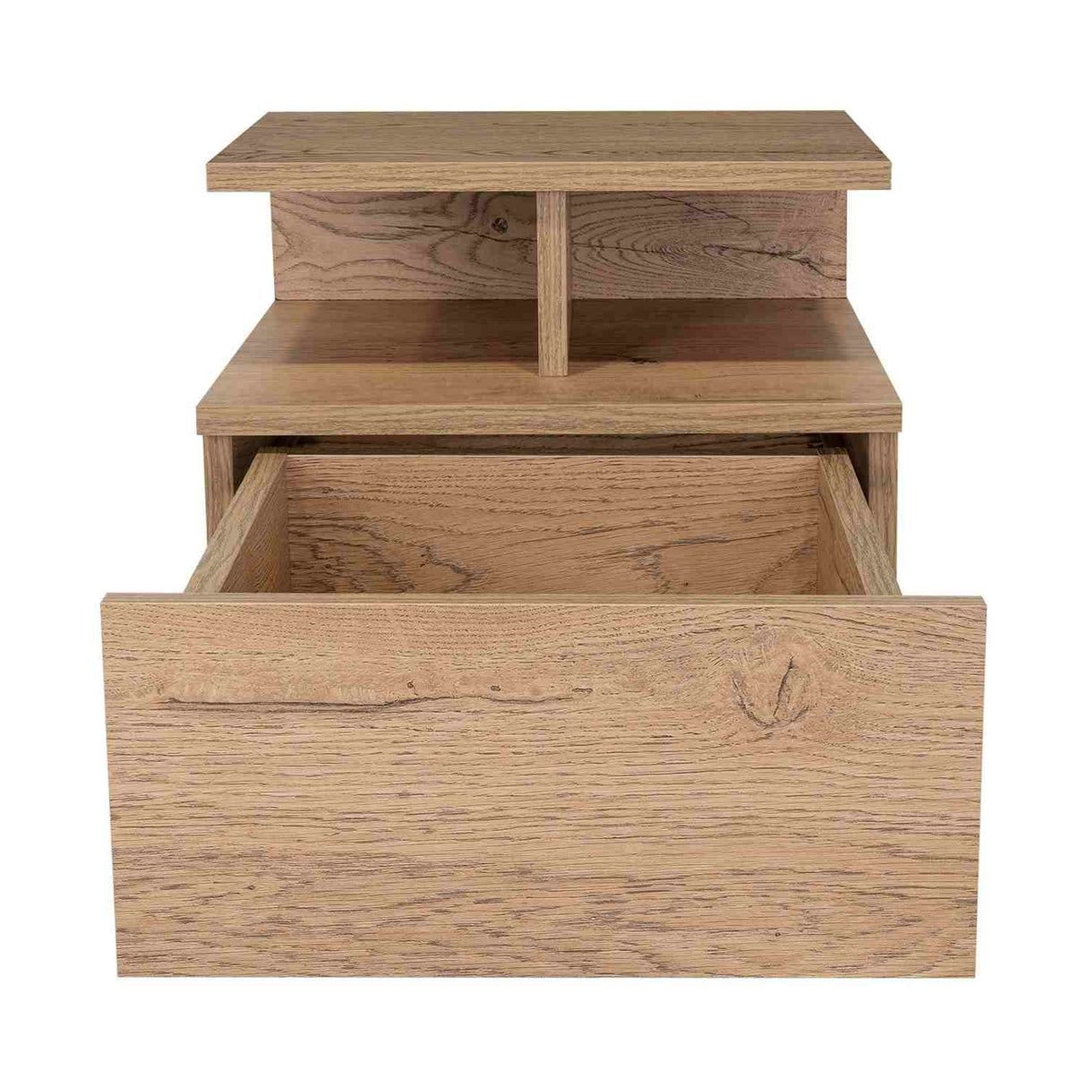 Mesa de Noche Flotante Macadamia 36x30cm con Un Cajón y con Dos Compartimientos - Mesas de Noche | Bylmo