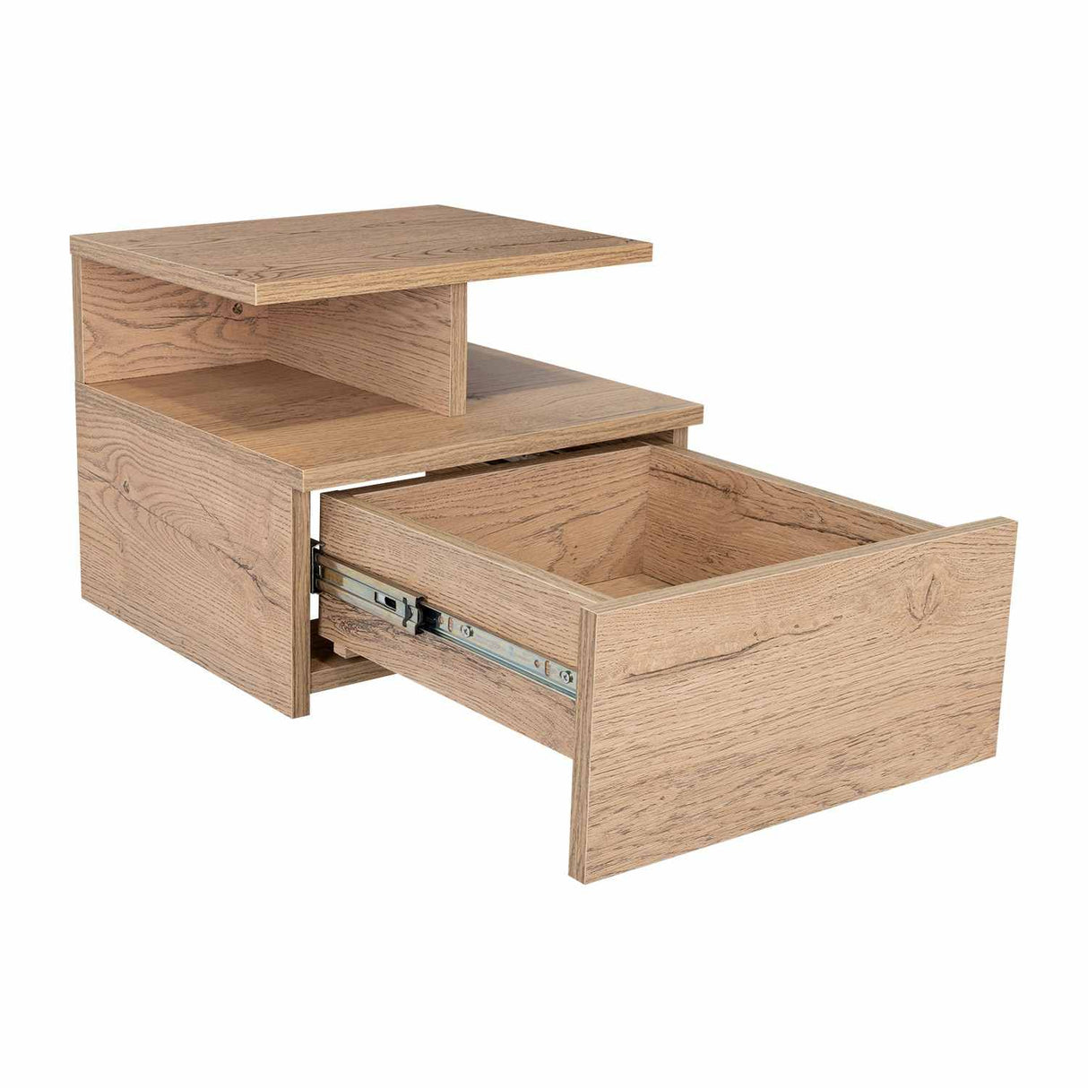 Mesa de Noche Flotante Macadamia 36x30cm con Un Cajón y con Dos Compartimientos - Mesas de Noche | Bylmo