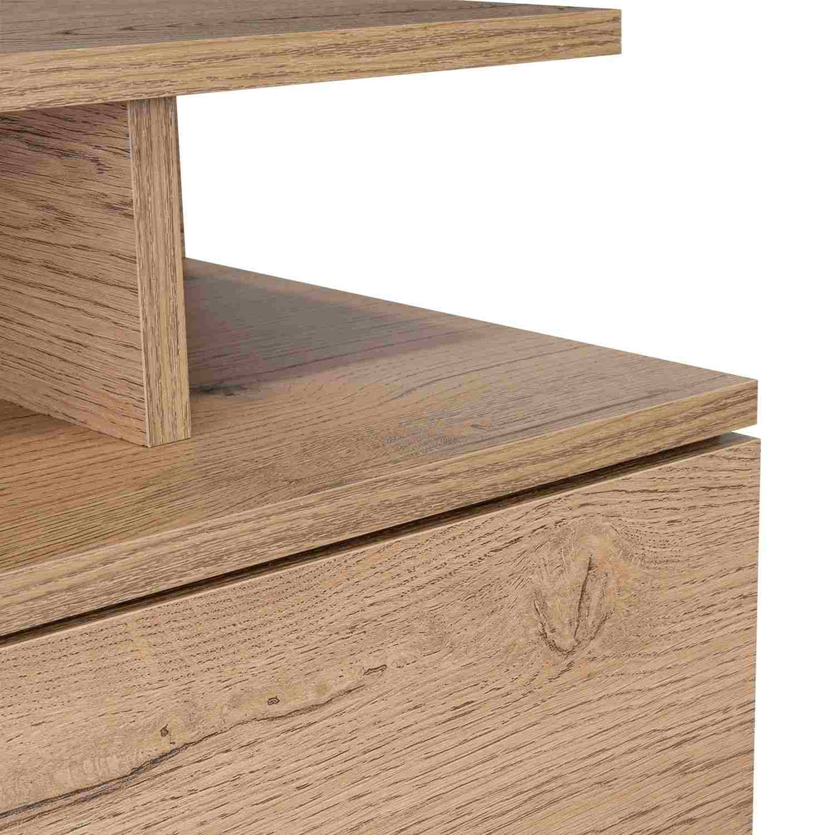 Mesa de Noche Flotante Macadamia 36x30cm con Un Cajón y con Dos Compartimientos - Mesas de Noche | Bylmo