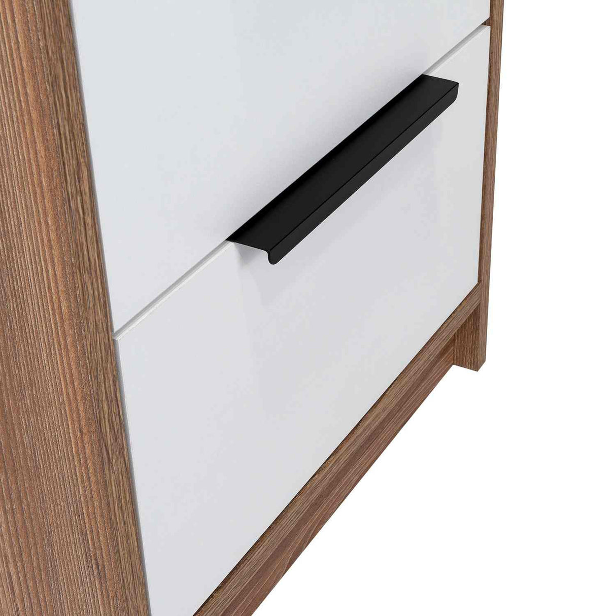 Mesa de Noche Kaia Miel y Blanco 48x41cm con Dos Cajones - Mesas de Noche | Bylmo