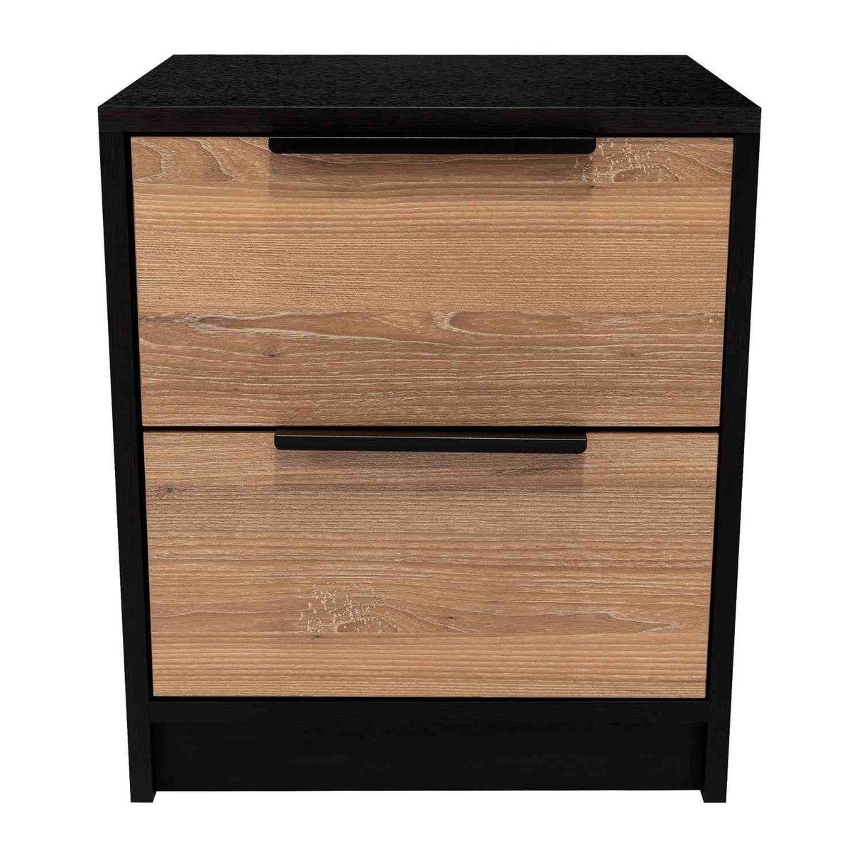 Mesa de Noche Kaia Wengue y Miel 48x41cm con Dos Cajones - Mesas de Noche | Bylmo