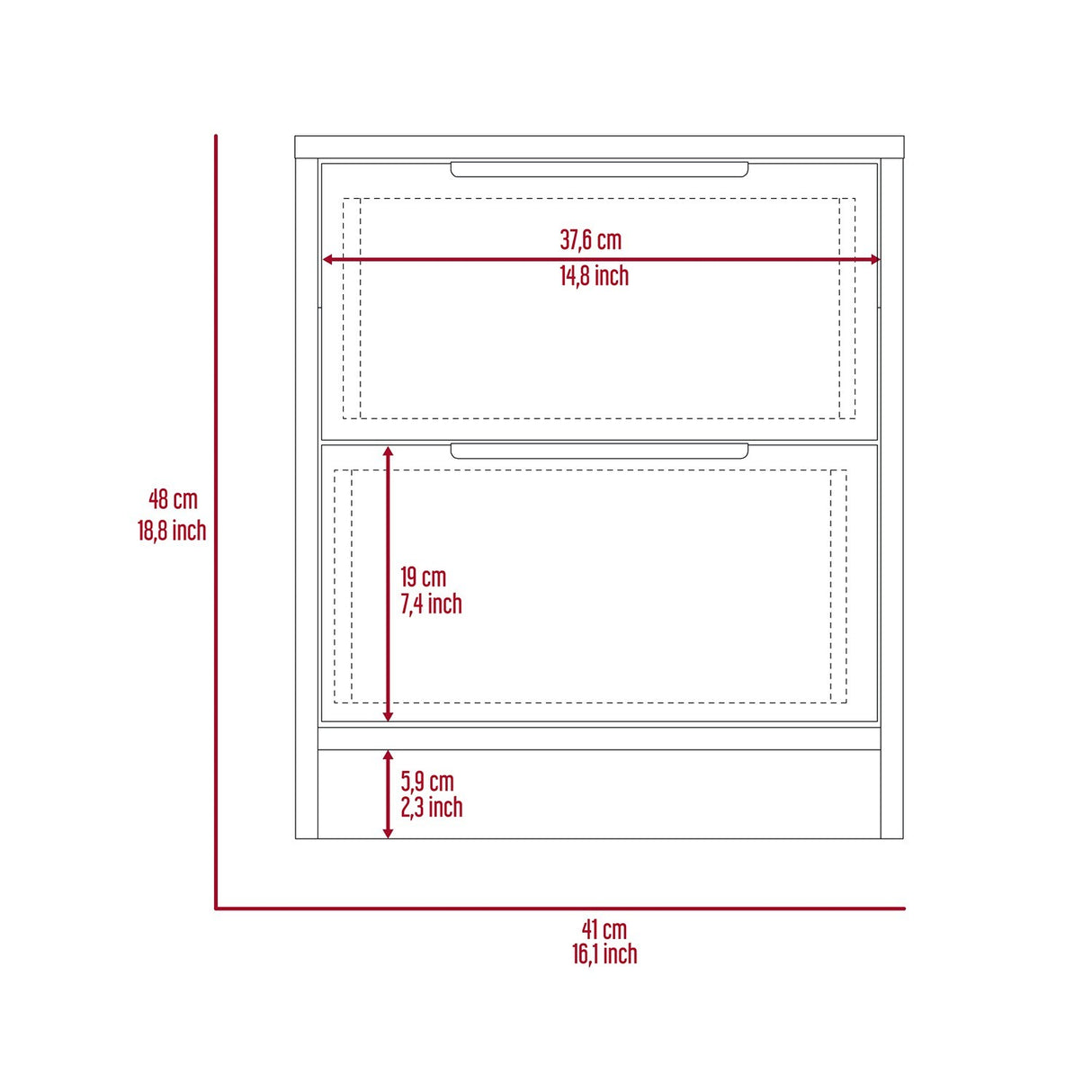 Mesa de Noche Kaia Wengue y Miel 48x41cm con Dos Cajones - Mesas de Noche | Bylmo