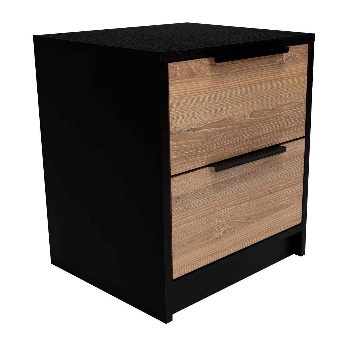 Mesa de Noche Kaia Wengue y Miel 48x41cm con Dos Cajones - Mesas de Noche | Bylmo