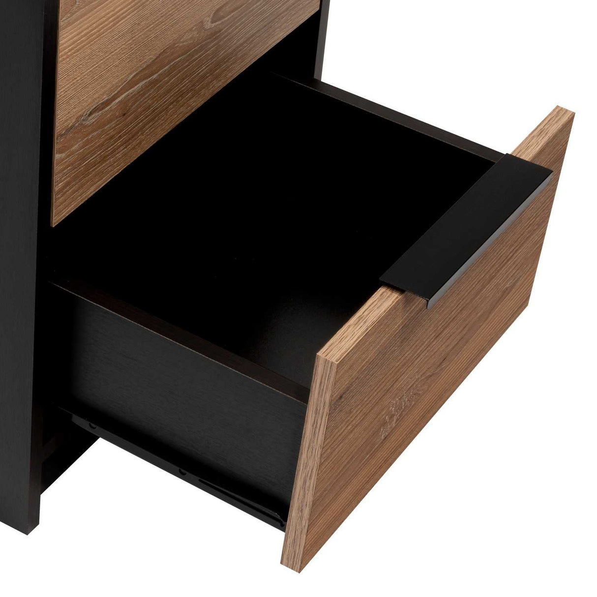 Mesa de Noche Kaia Wengue y Miel 48x41cm con Dos Cajones - Mesas de Noche | Bylmo