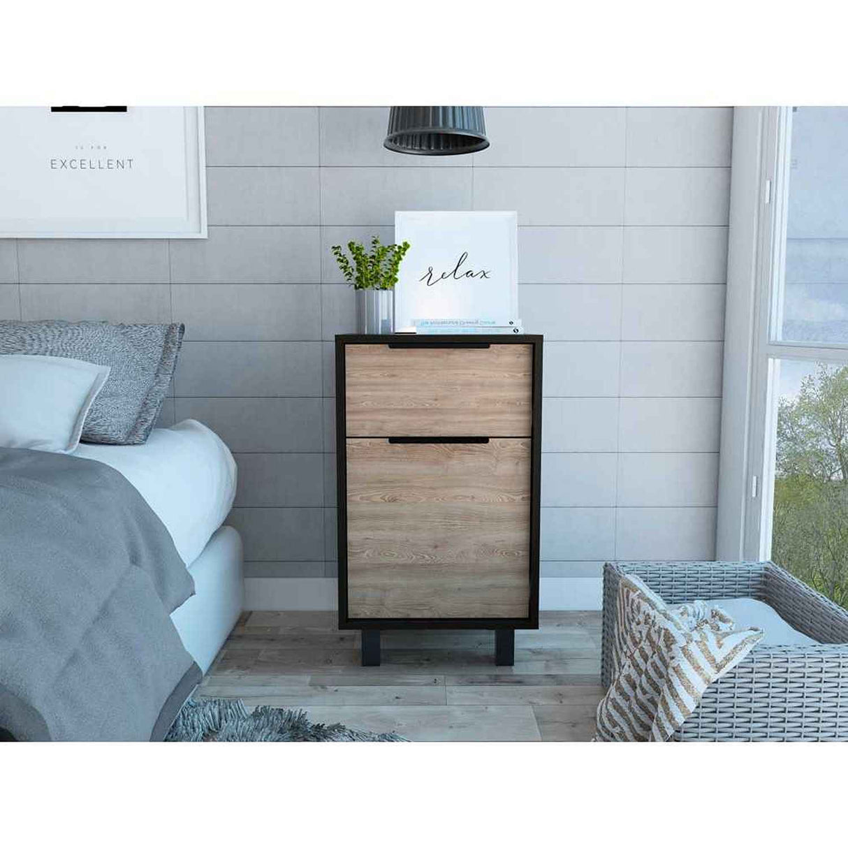 Mesa de Noche Kaia Z Wengue 41x70cm con Un Cajón y con Una Puerta - Mesas de Noche | Bylmo