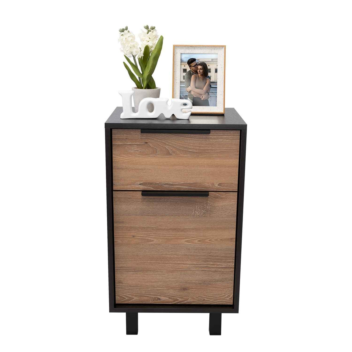 Mesa de Noche Kaia Z Wengue 41x70cm con Un Cajón y con Una Puerta - Mesas de Noche | Bylmo