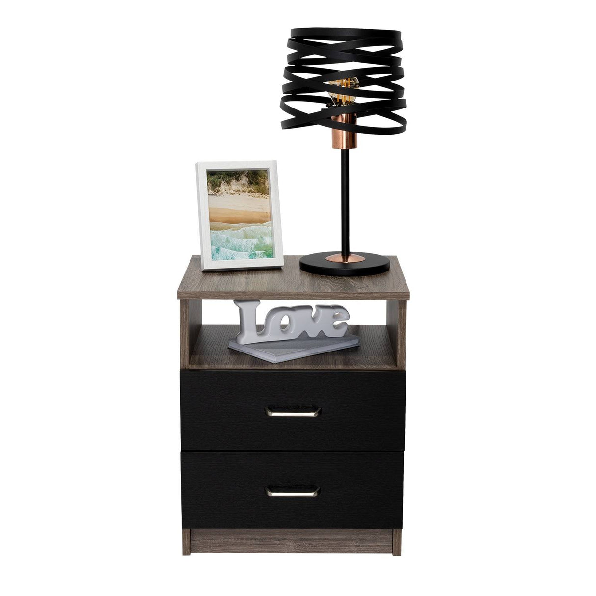 Mesa de Noche Napoles Siena 50.7x40.7cm con Dos Cajones y con Un Compartimiento - Mesas de Noche | Bylmo