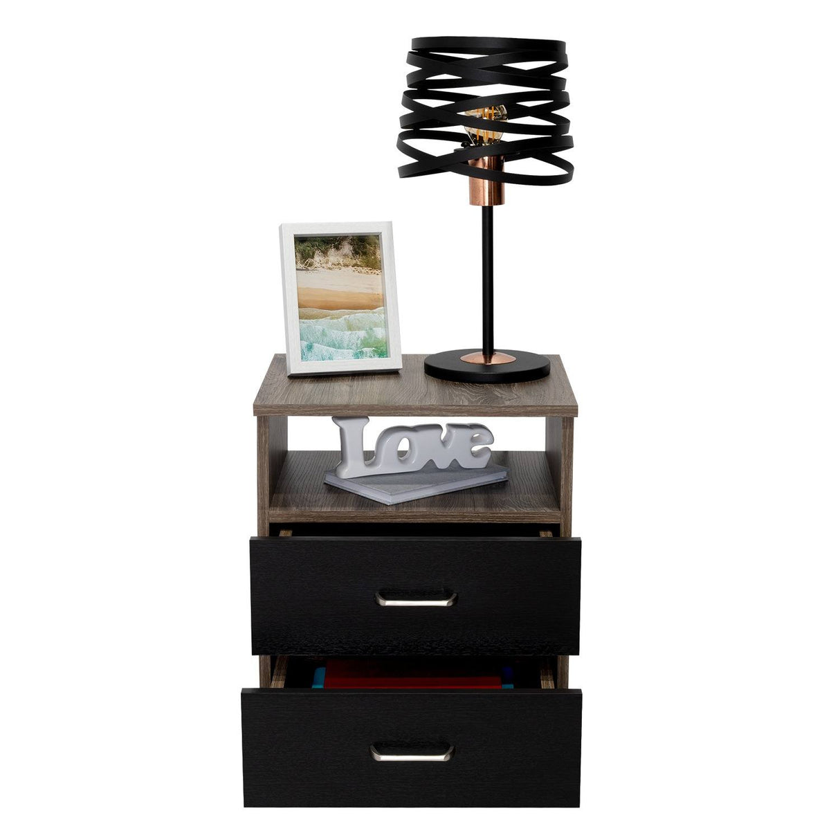 Mesa de Noche Napoles Siena 50.7x40.7cm con Dos Cajones y con Un Compartimiento - Mesas de Noche | Bylmo