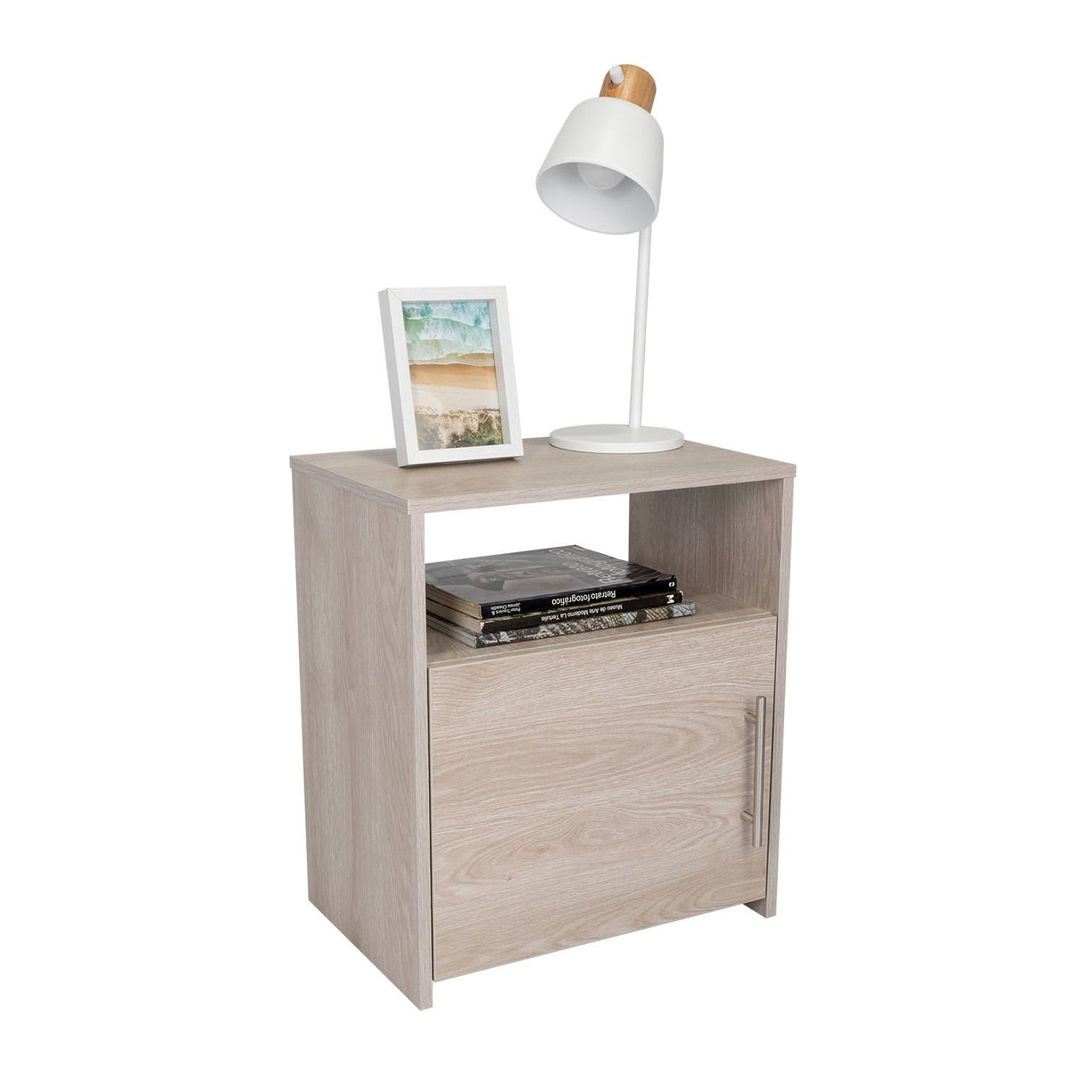 Mesa de Noche Nordico Ceniza 50.5x58cm con Un Compartimiento y con Una Puerta - Mesas de Noche | Bylmo