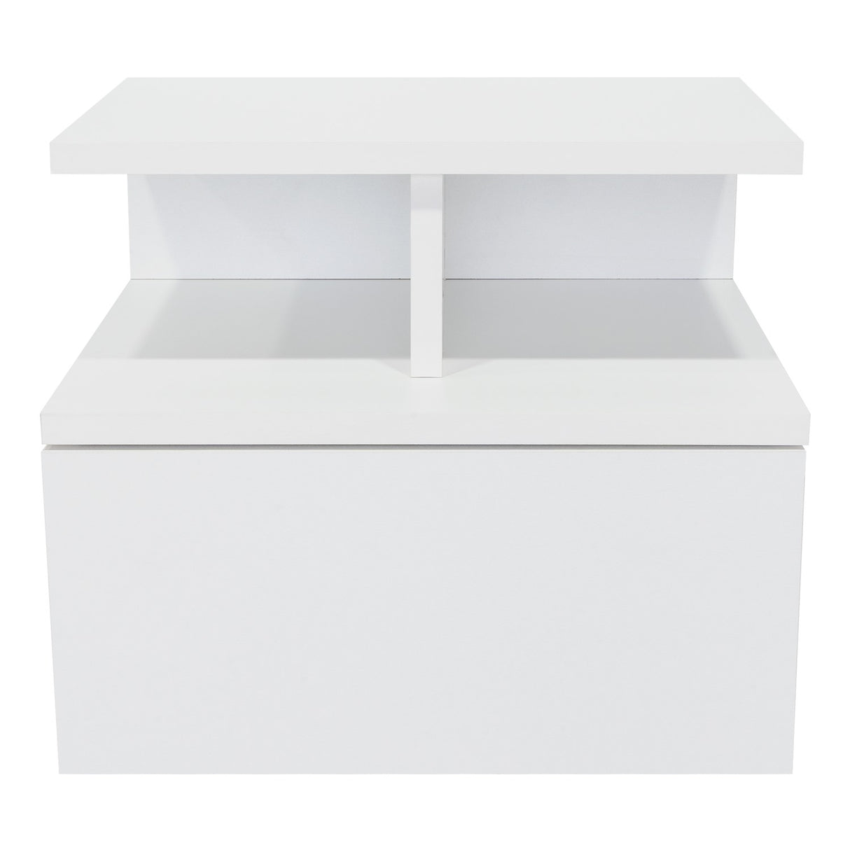 Mesa de Noche Flotante Blanco 36x30cm con Un Cajón y con Dos Compartimientos - Mesas de Noche | Bylmo