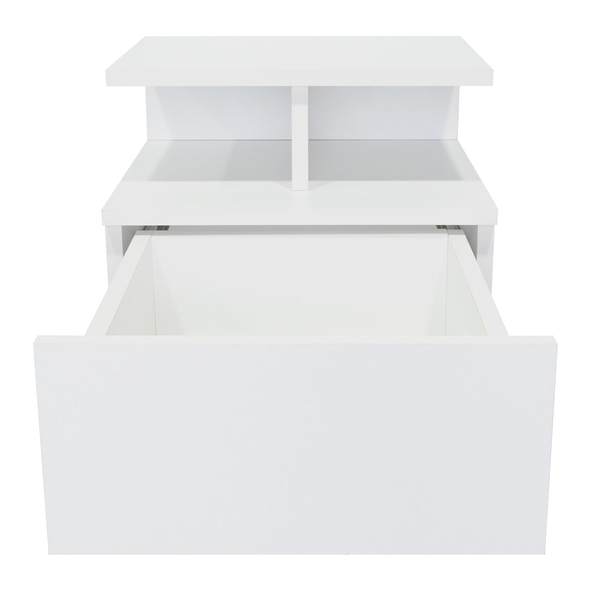 Mesa de Noche Flotante Blanco 36x30cm con Un Cajón y con Dos Compartimientos - Mesas de Noche | Bylmo