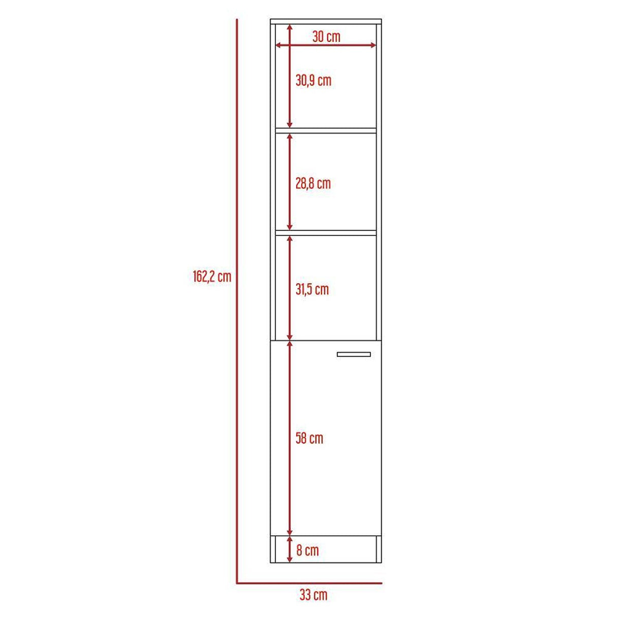 Optimizador de Baño Bath Blanco 33x162.2cm sin Cajones y con Dos Entrepaños - Gabinetes | Bylmo