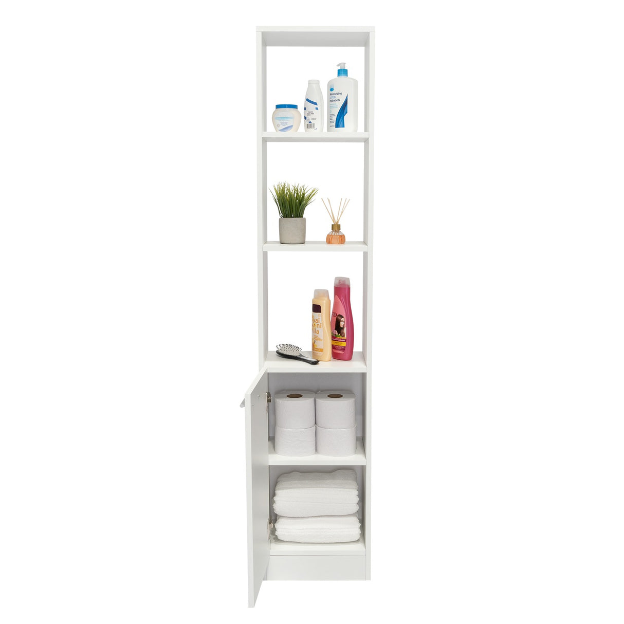 Optimizador de Baño Bath Blanco 33x162.2cm sin Cajones y con Dos Entrepaños - Gabinetes | Bylmo