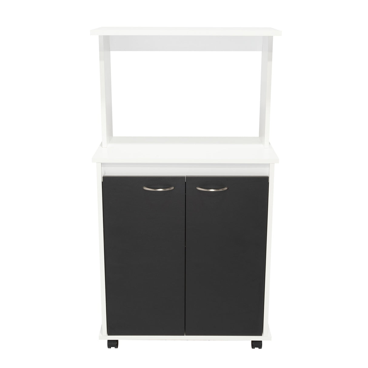 Mueble Microondas Italia Blanco y Wengue 63.1x113.5cm sin Cajones y con Dos Puertas - Muebles Organizadores | Bylmo