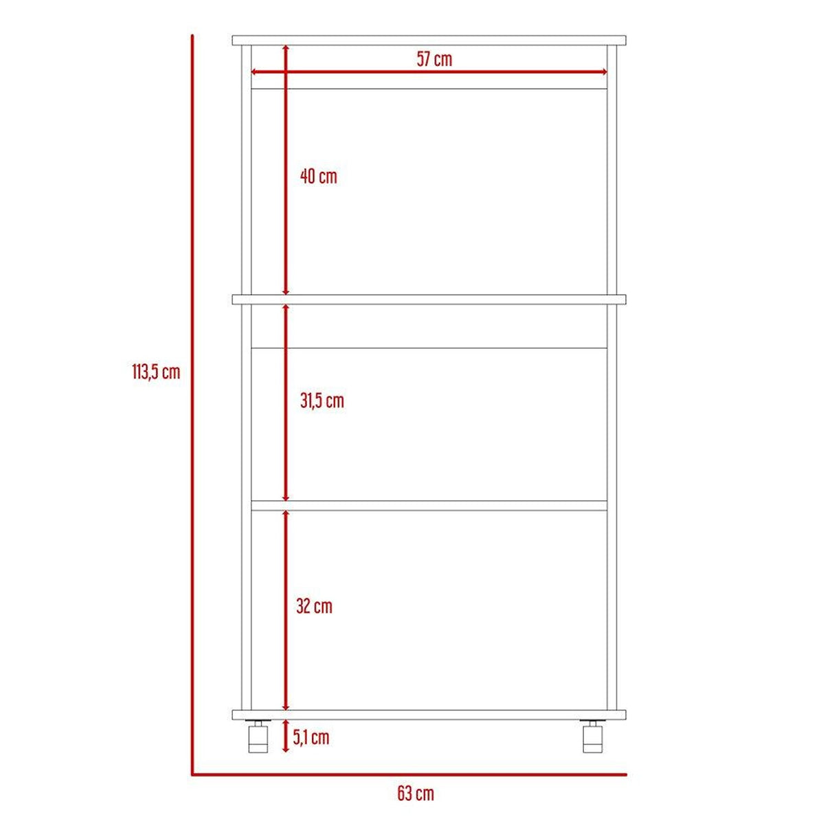 Mueble Microondas Italia Blanco y Wengue 63.1x113.5cm sin Cajones y con Dos Puertas - Muebles Organizadores | Bylmo