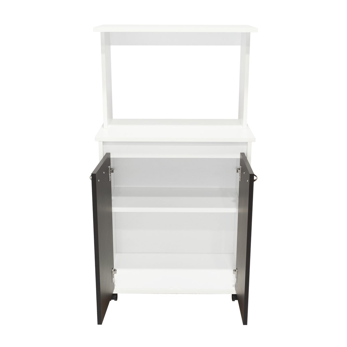 Mueble Microondas Italia Blanco y Wengue 63.1x113.5cm sin Cajones y con Dos Puertas - Muebles Organizadores | Bylmo